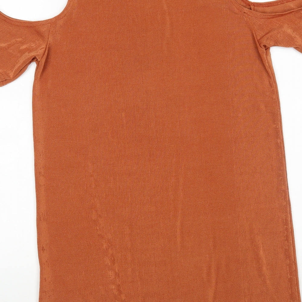 Missguided Womens Brown  Polyester A-Line  Size 8  Round Neck