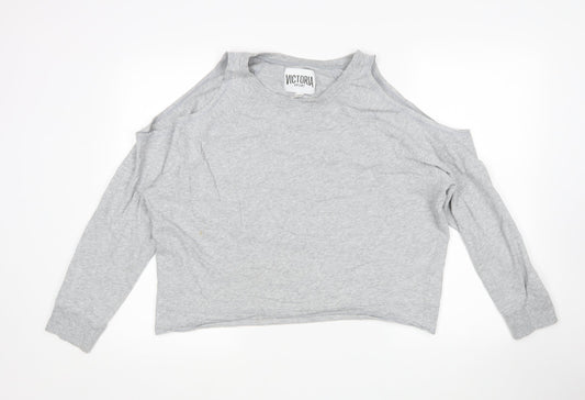 Victoria Sport Womens Grey  Cotton Pullover Sweatshirt Size L