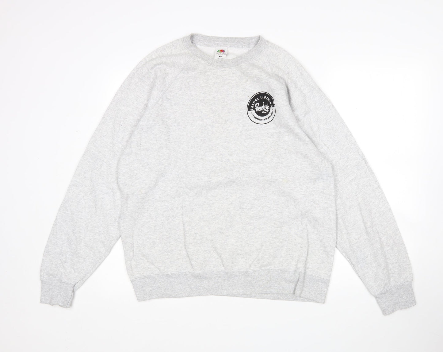 Fruit of the Loom Mens Grey  Cotton Pullover Sweatshirt Size L