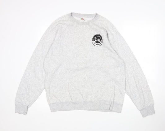 Preloved Fruit of the Loom Mens Grey  Cotton Pullover Sweatshirt Size L - Front