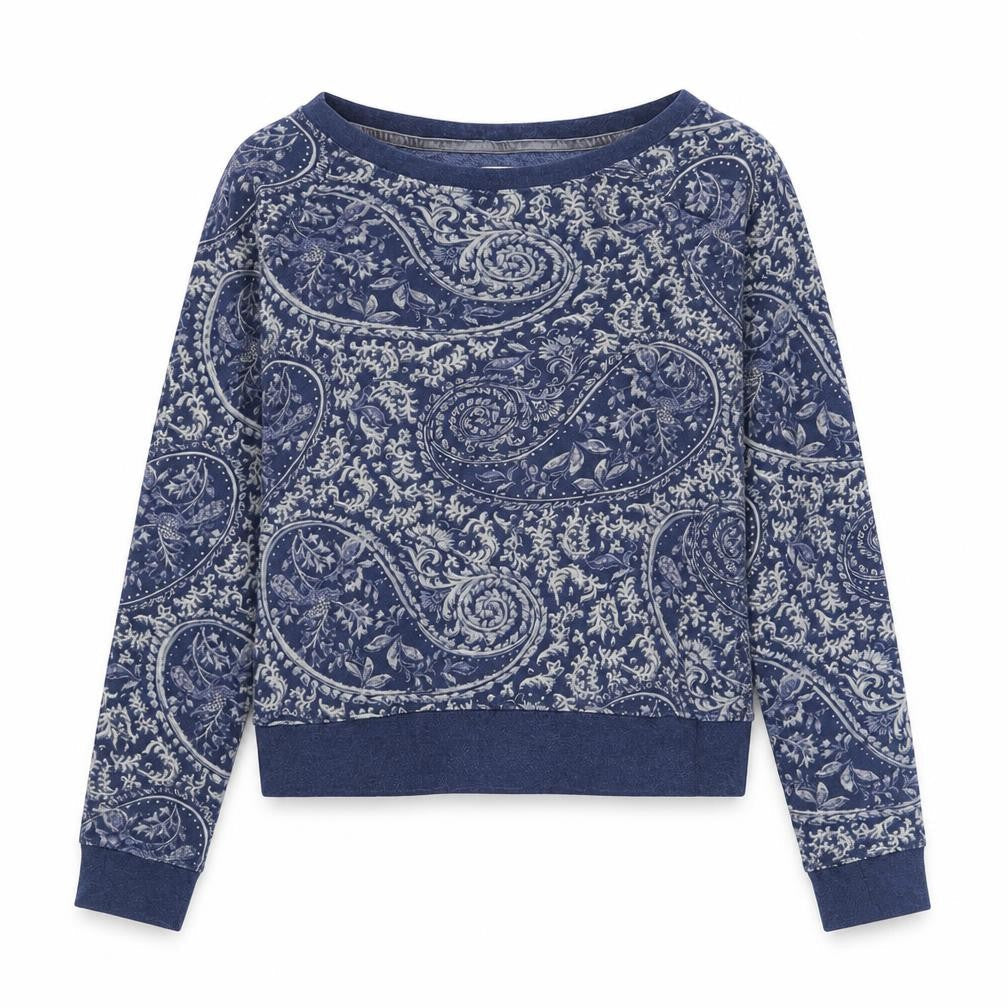H^M Womens Multicoloured Paisley Cotton Pullover Sweatshirt Size M