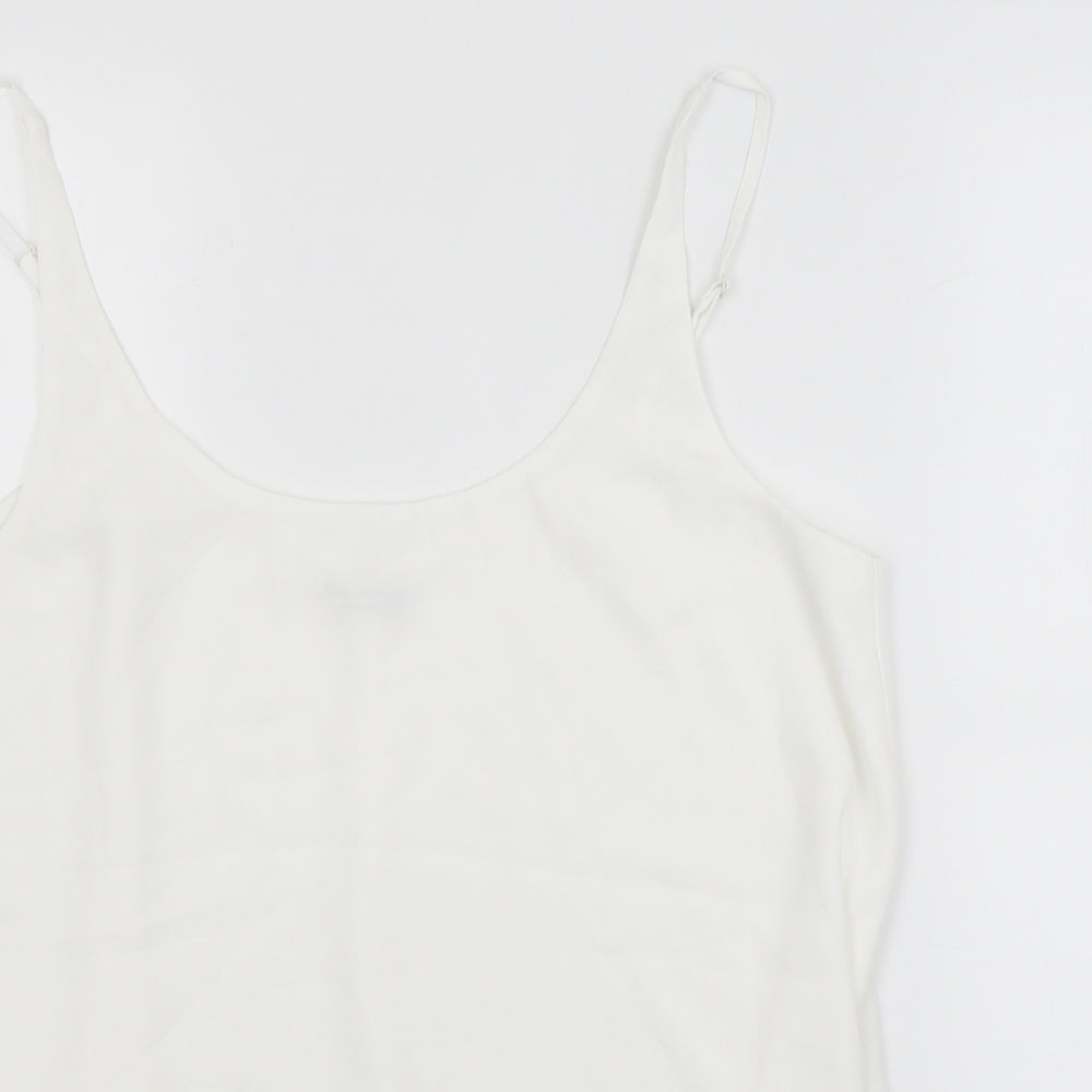 Miss Selfridge Womens White   Basic Tank Size 12 Scoop Neck