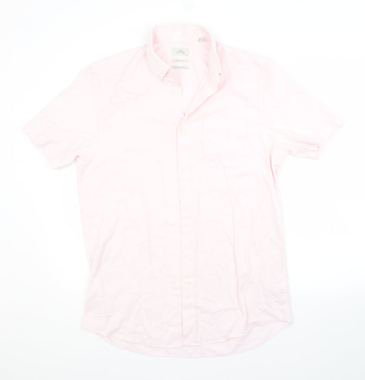 NEXT Mens Pink  Polyester  Button-Up Size 15.5 Collared