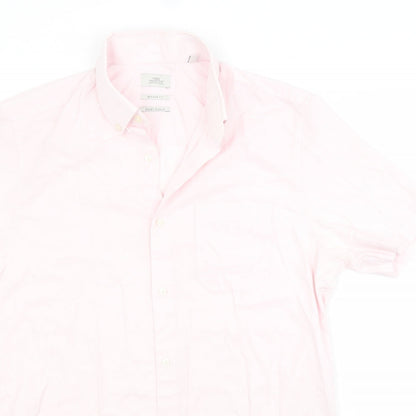 Preloved NEXT Mens Pink  Polyester  Button-Up Size 15.5 Collared - Detail