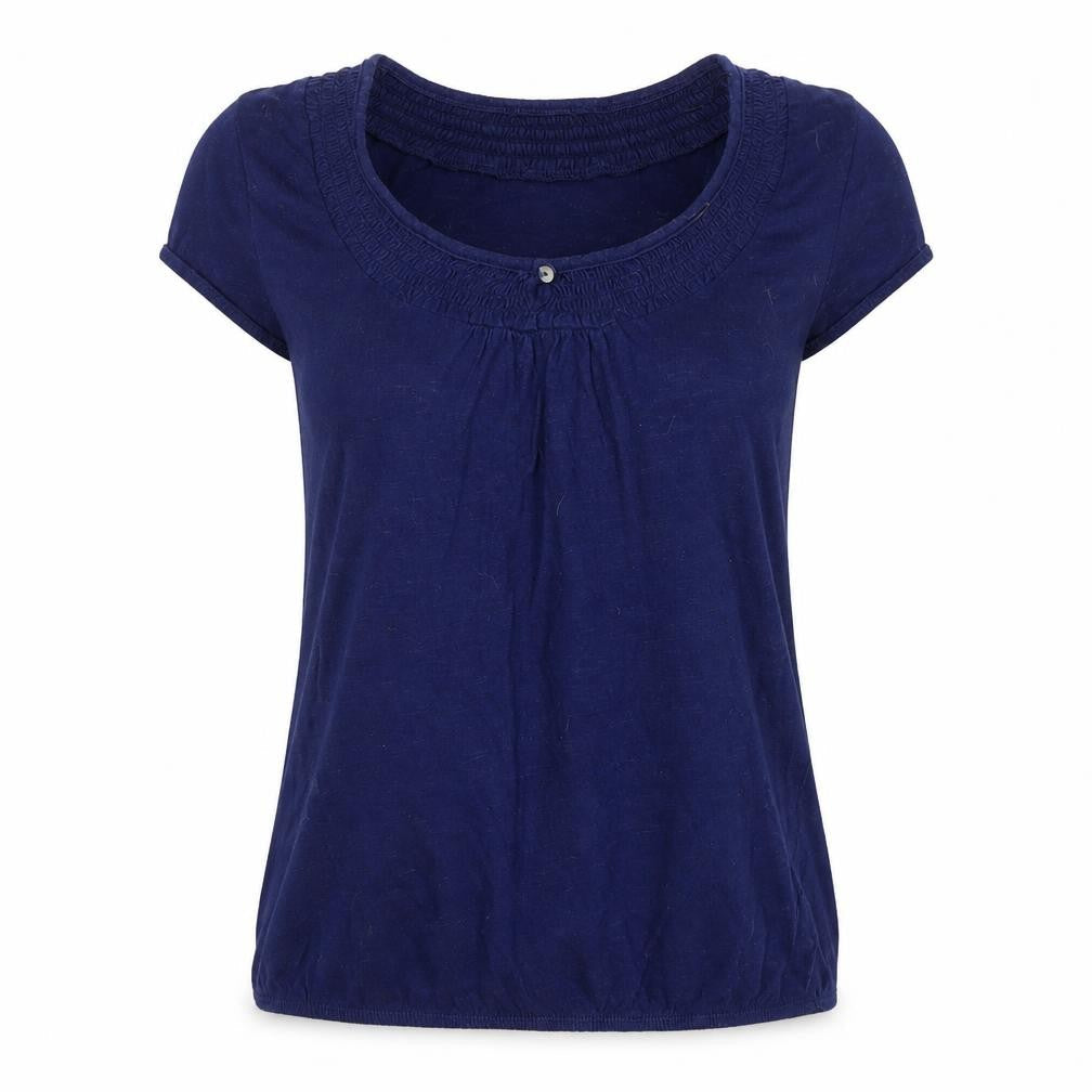 F&F Womens Blue  Cotton Basic Blouse Size 10 Scoop Neck