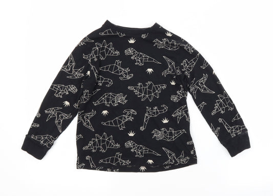 F&F Boys Black Animal Print Cotton  Pyjama Top Size 5-6 Years   - DINOSAURS