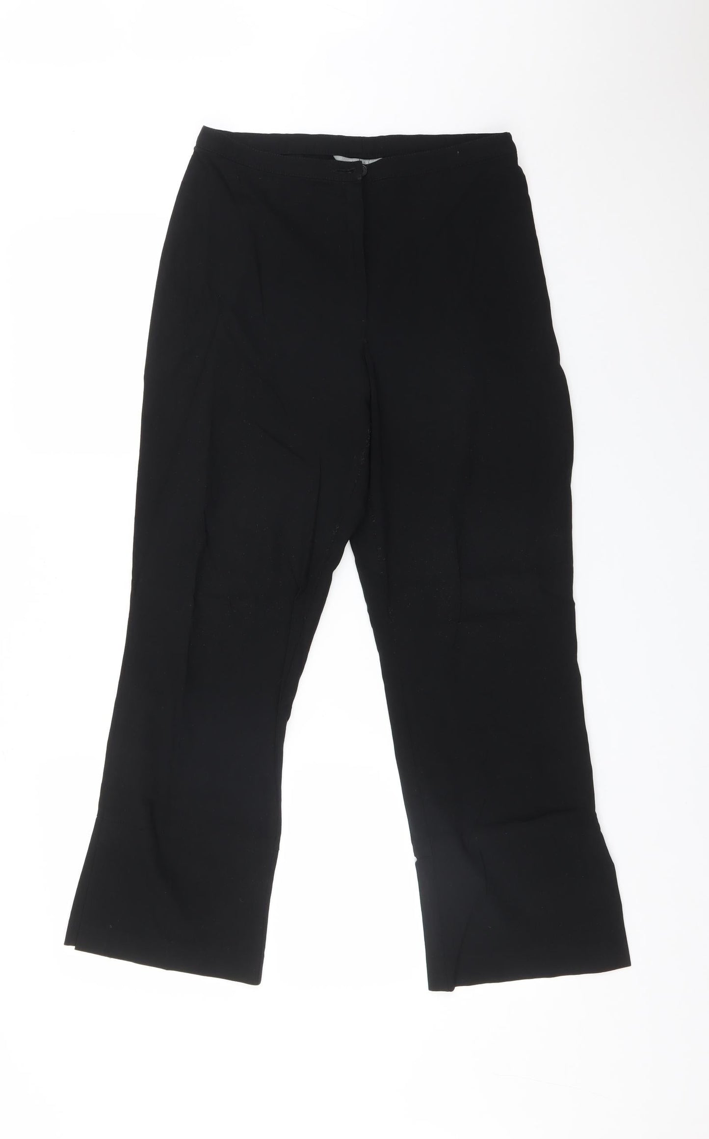 M&S Womens Black  Viscose  Trousers Size 14 L26 in Regular