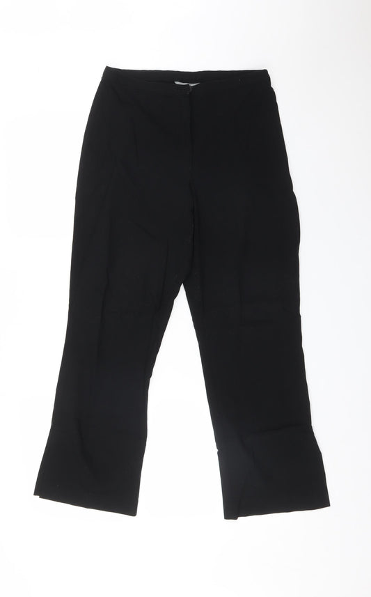 M&S Womens Black  Viscose  Trousers Size 14 L26 in Regular