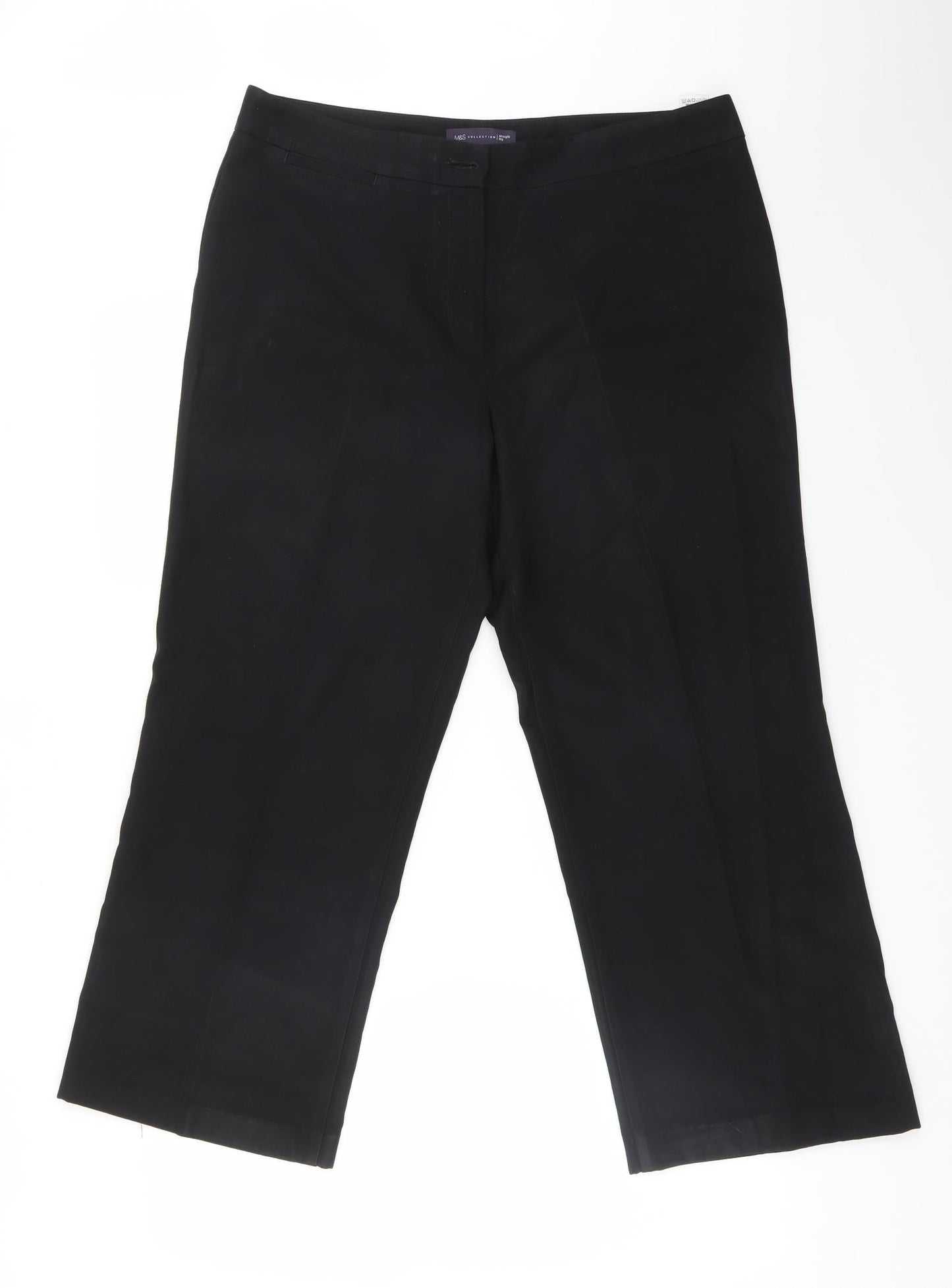 M&S Womens Black  Polyester Dress Pants Trousers Size 14 L26 in Regular