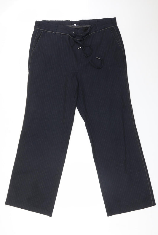 EDC Womens Blue Striped Polyester Trousers  Size 4 L31 in Regular