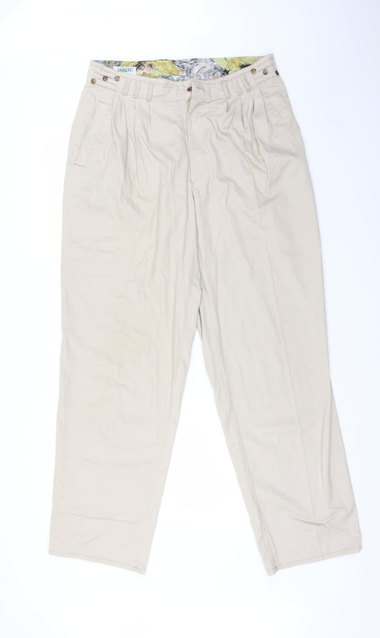 MDNTI Womens Beige  Cotton Chino Trousers Size 32 L32 in Regular