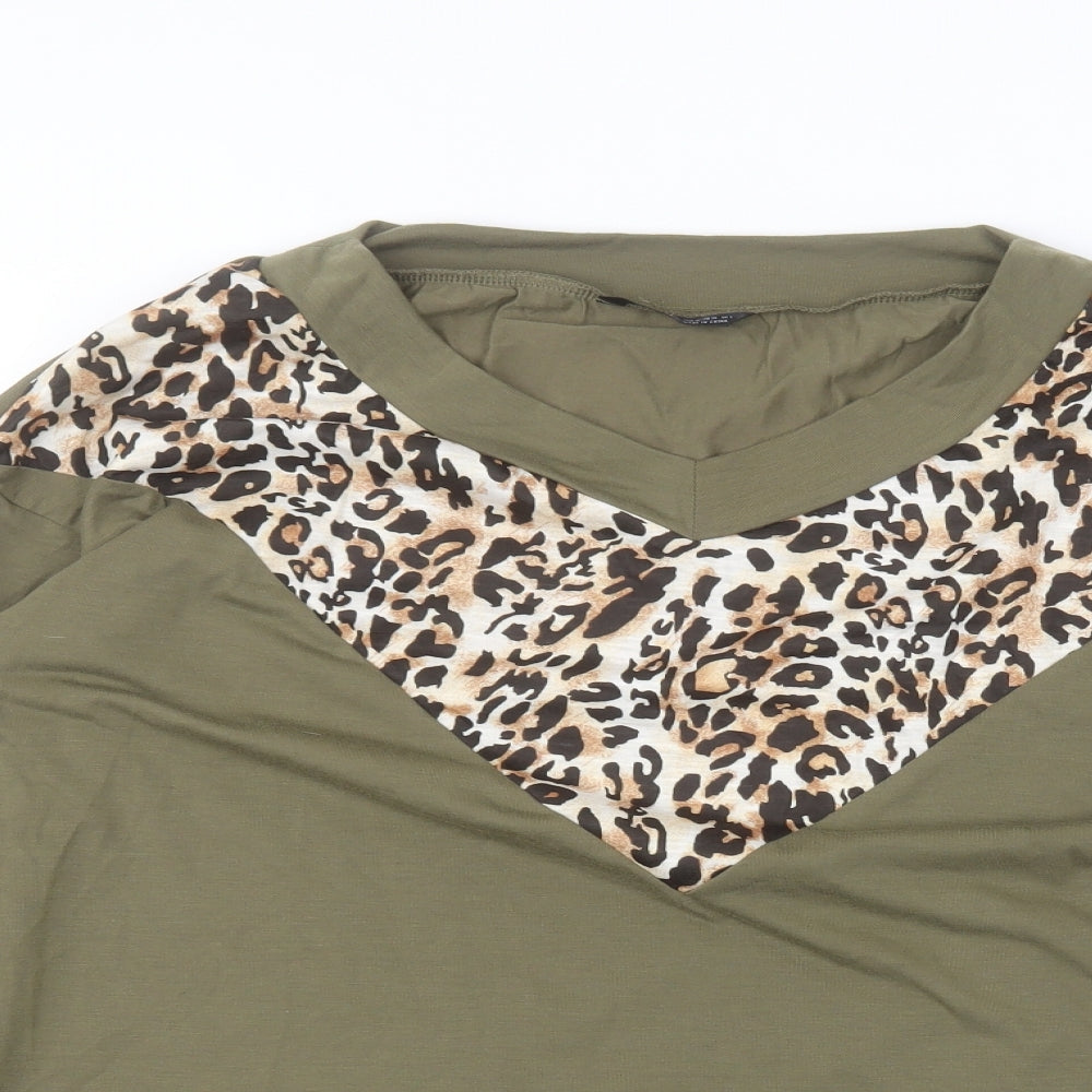 SheIn Womens Green  Polyester Basic T-Shirt Size M Round Neck