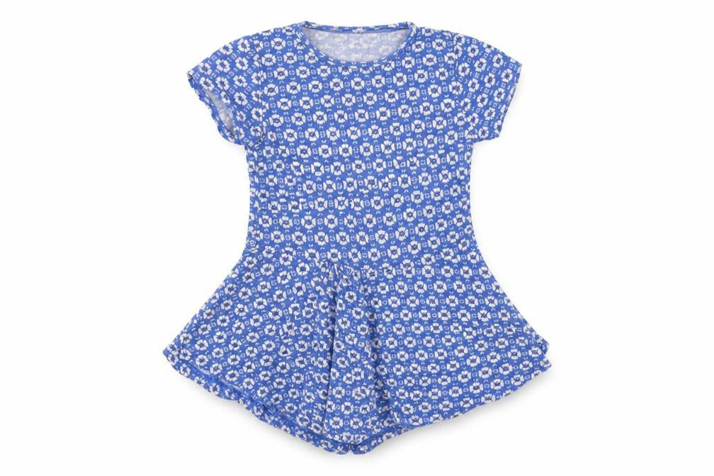 TU Girls Blue Floral Viscose A-Line  Size 3-4 Years  Round Neck