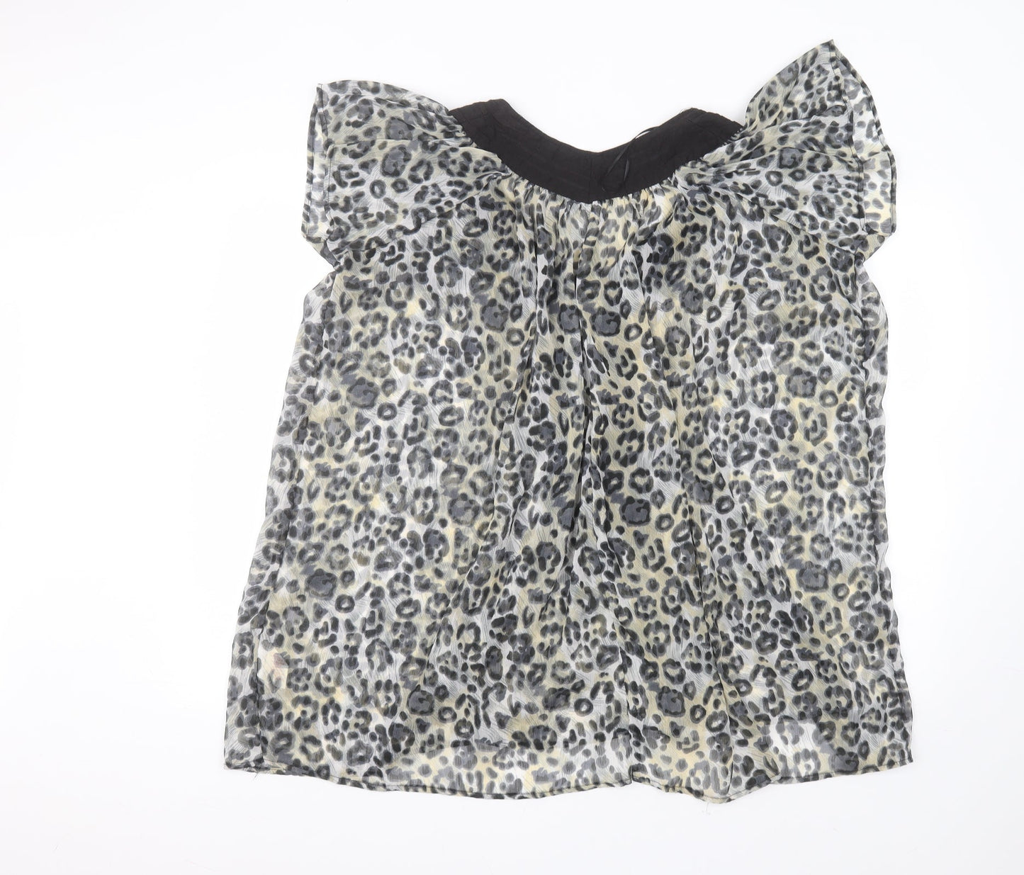 Atmosphere Womens Grey Animal Print Polyester Basic Blouse Size 10 Round Neck