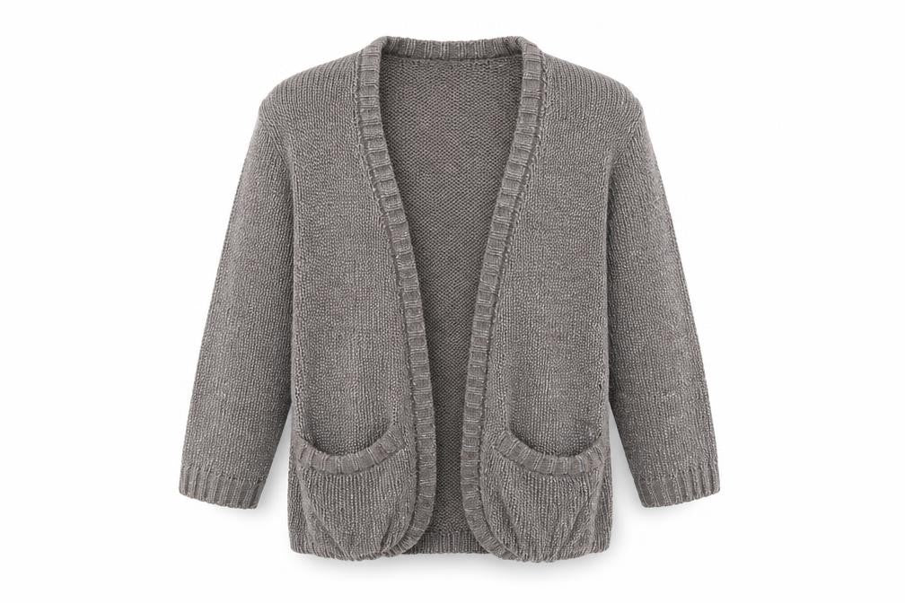 Papaya Womens Grey V-Neck  Acrylic Cardigan Jumper Size 10