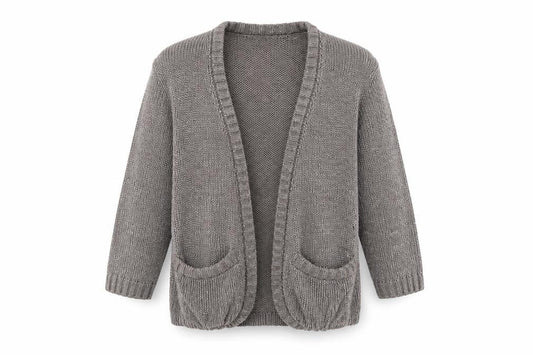 Papaya Womens Grey V-Neck  Acrylic Cardigan Jumper Size 10