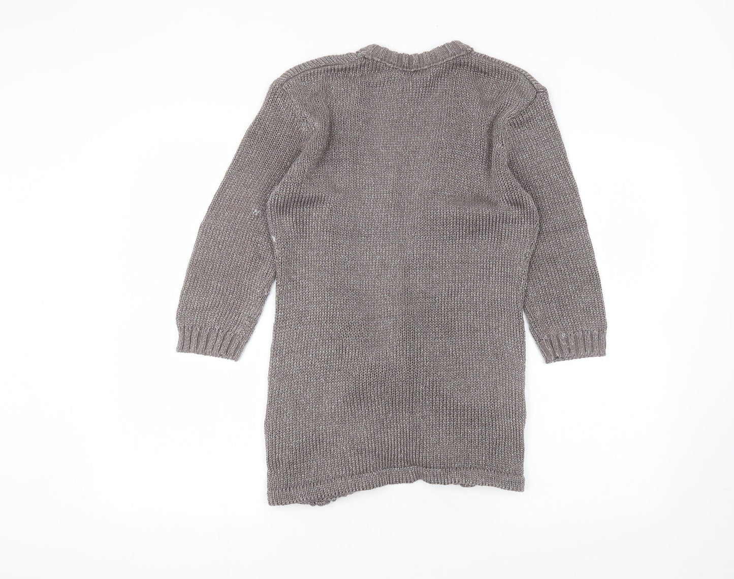 Papaya Womens Grey V-Neck  Acrylic Cardigan Jumper Size 10