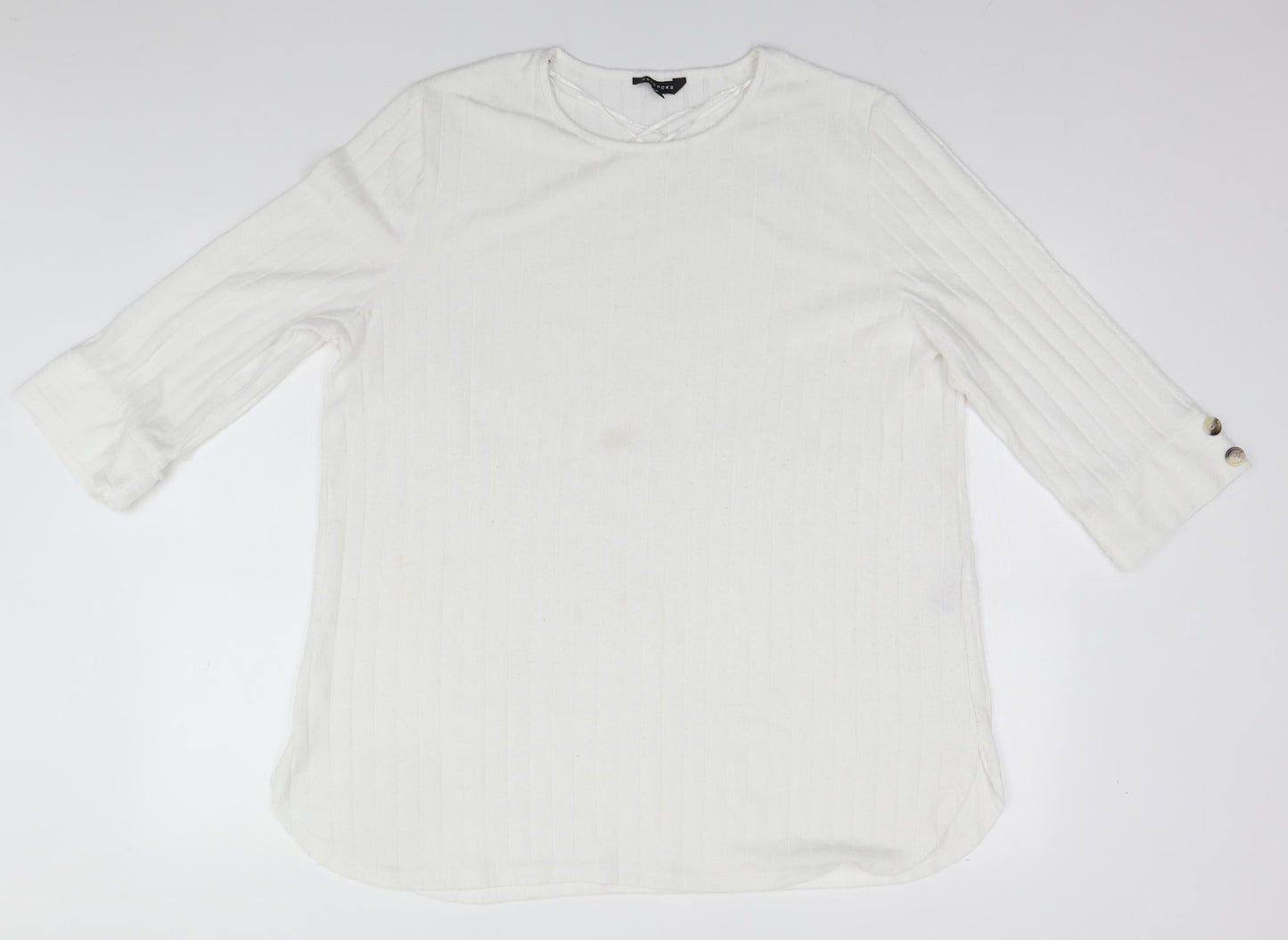 Peacocks Womens White Roll Neck  Polyester Pullover Jumper Size XL