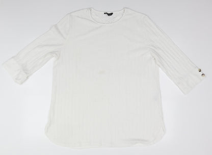 Peacocks Womens White Roll Neck  Polyester Pullover Jumper Size XL