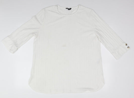Peacocks Womens White Roll Neck  Polyester Pullover Jumper Size XL