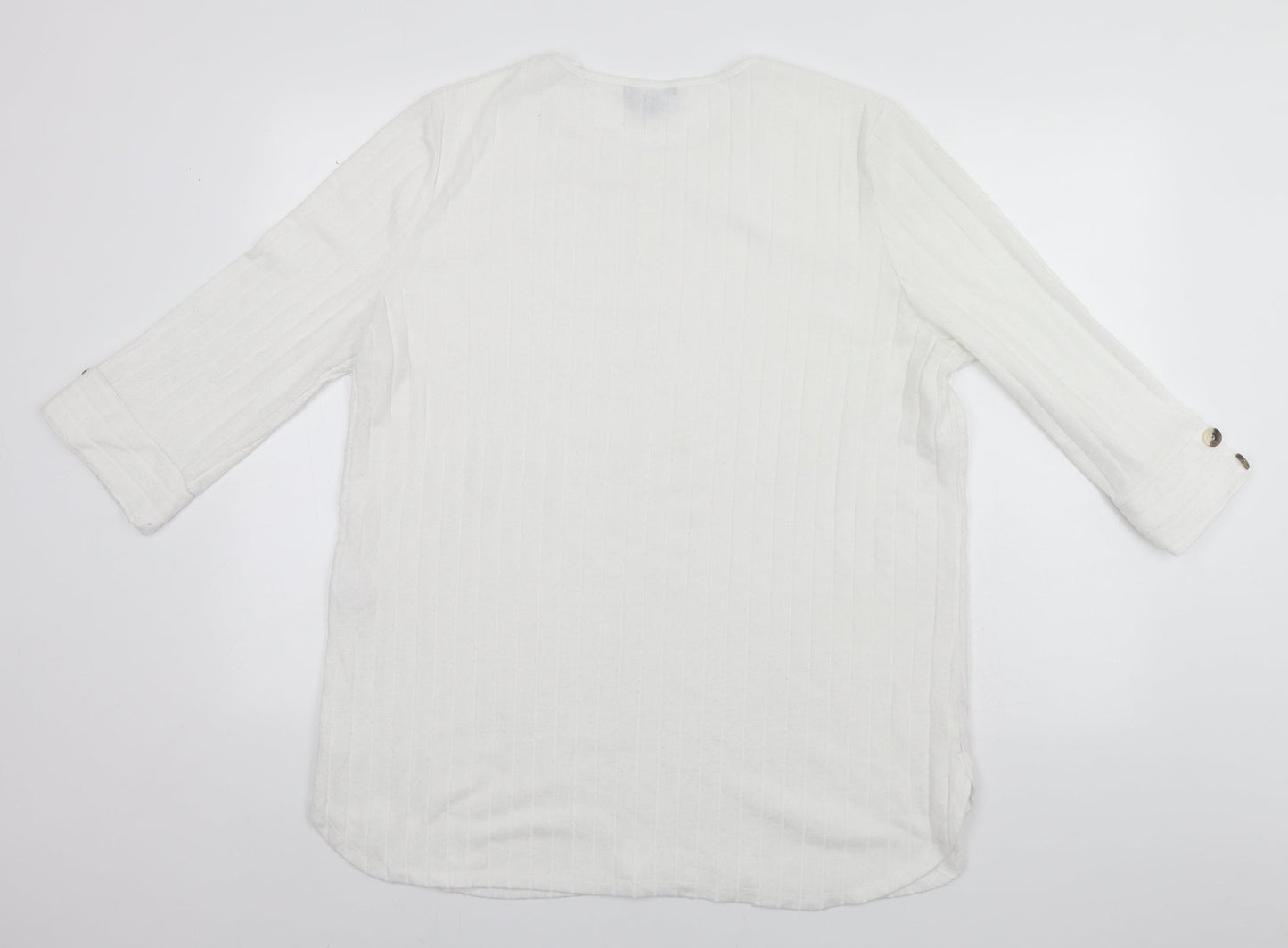 Peacocks Womens White Roll Neck  Polyester Pullover Jumper Size XL
