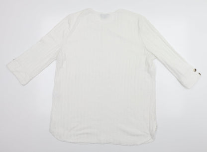 Peacocks Womens White Roll Neck  Polyester Pullover Jumper Size XL
