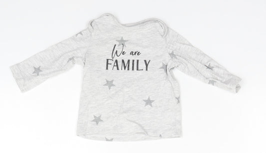 F&F Baby Grey Geometric Cotton Basic T-Shirt Size 3-6 Months Round Neck