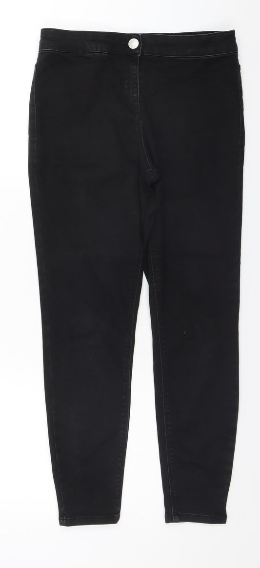 Papaya Womens Black  Cotton Skinny Jeans Size 10 L24 in Regular