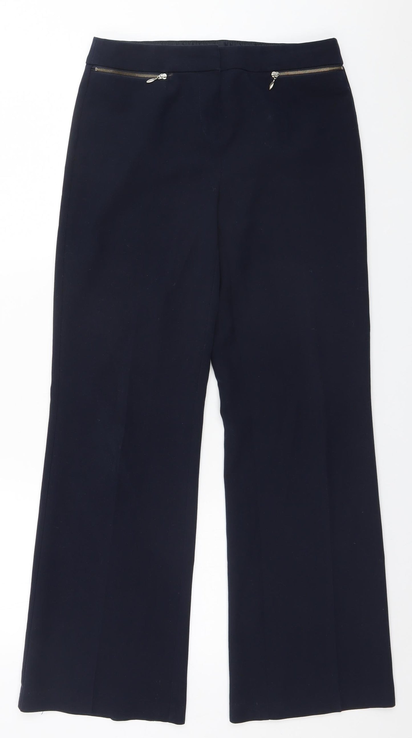Marks and Spencer Womens Blue  Polyester Trousers  Size 8 L30 in Regular