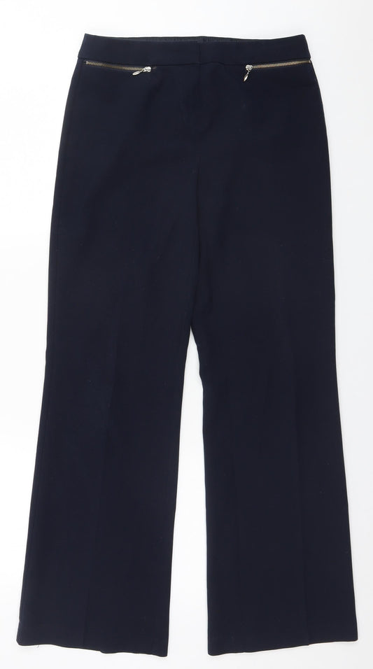 Marks and Spencer Womens Blue  Polyester Trousers  Size 8 L30 in Regular