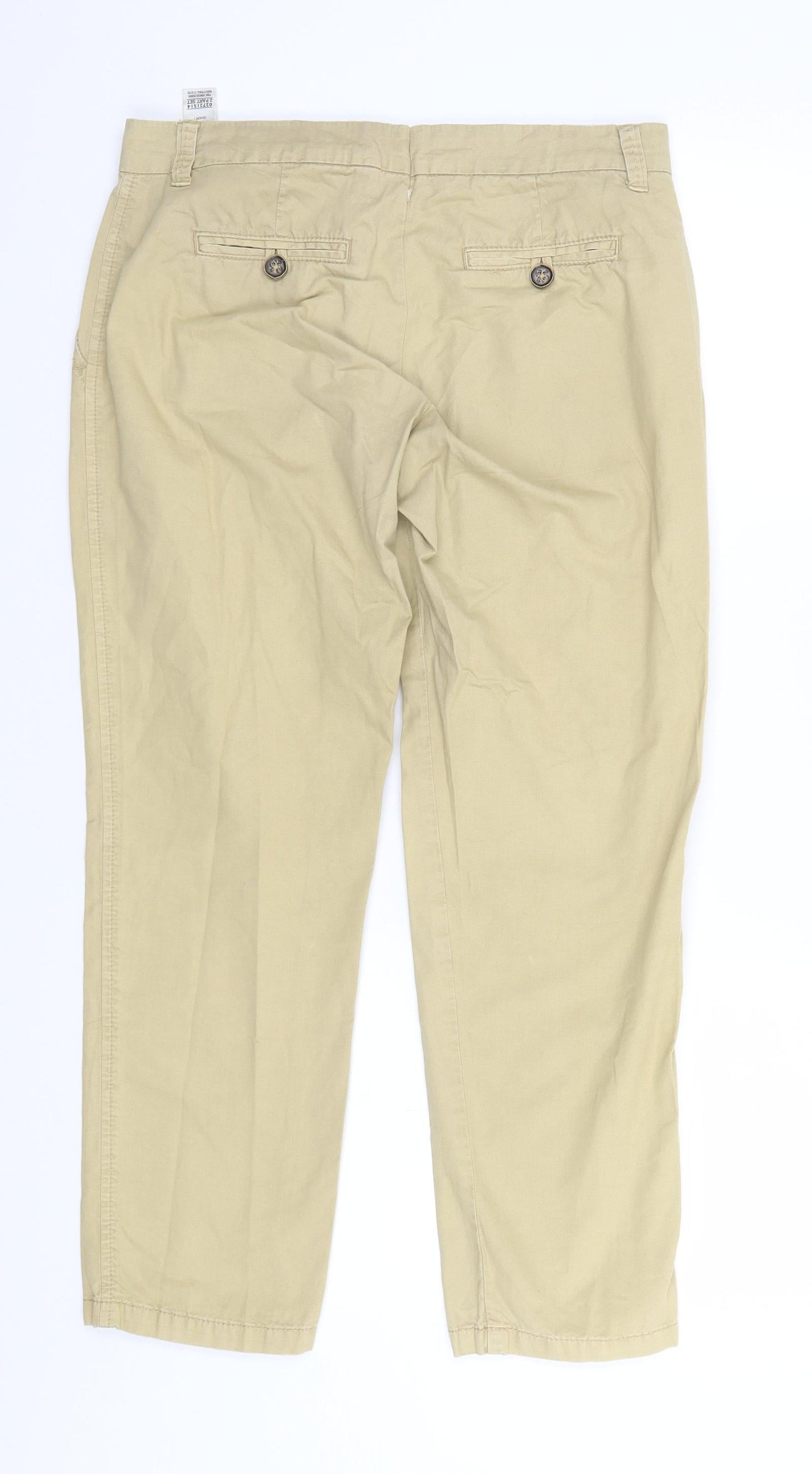 Marks and Spencer Womens Green  Cotton Trousers  Size 12 L26 in Regular