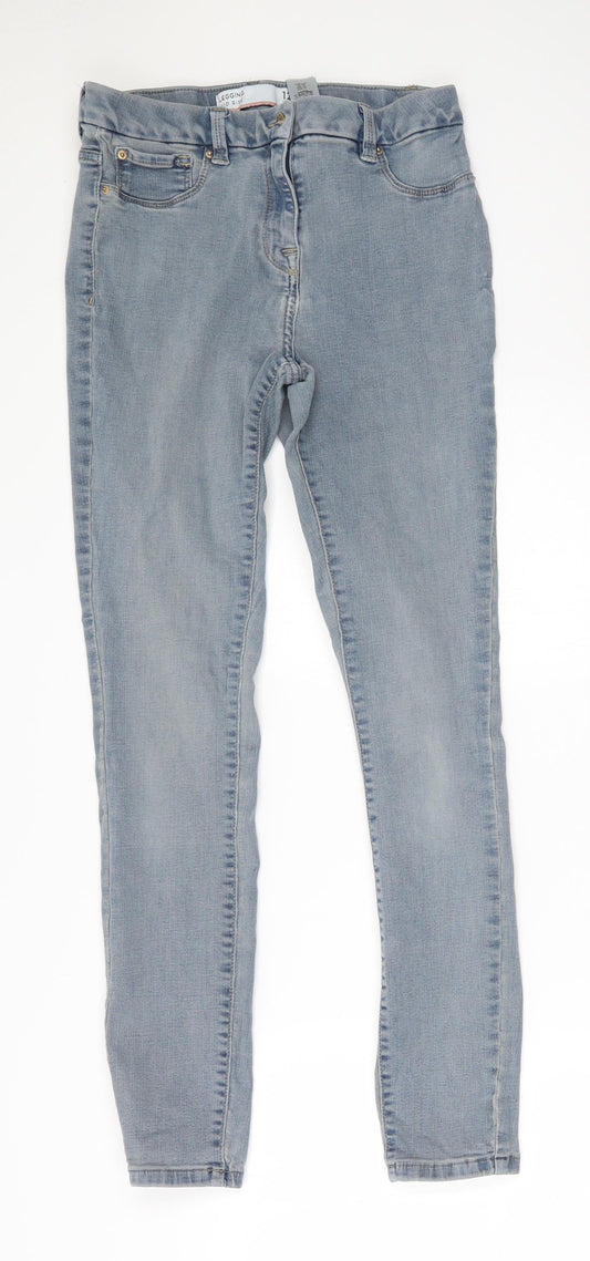 NEXT Womens Blue  Cotton Jegging Trousers Size 12 L29 in Regular Zip