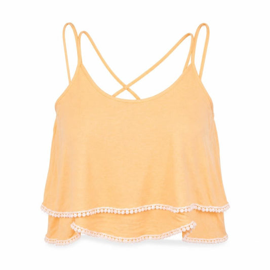 Primark Womens Orange  Polyester Cropped T-Shirt Size 8 Scoop Neck - Neon Multi-Layered