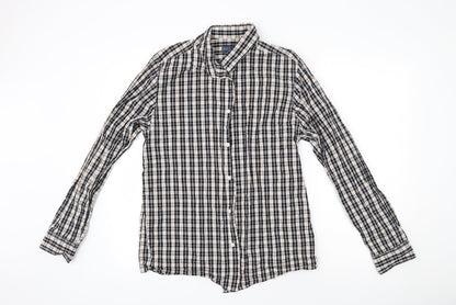 Easy Mens Black Check Cotton  Button-Up Size M Collared Button - Yellow