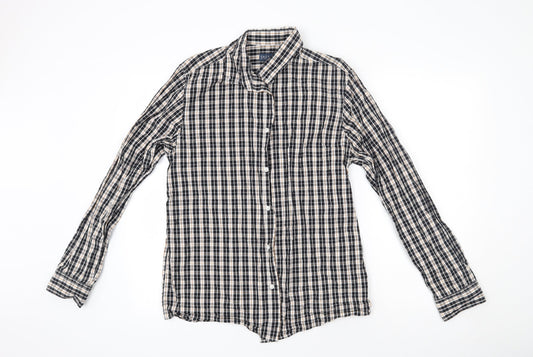 Easy Mens Black Check Cotton  Button-Up Size M Collared Button - Yellow
