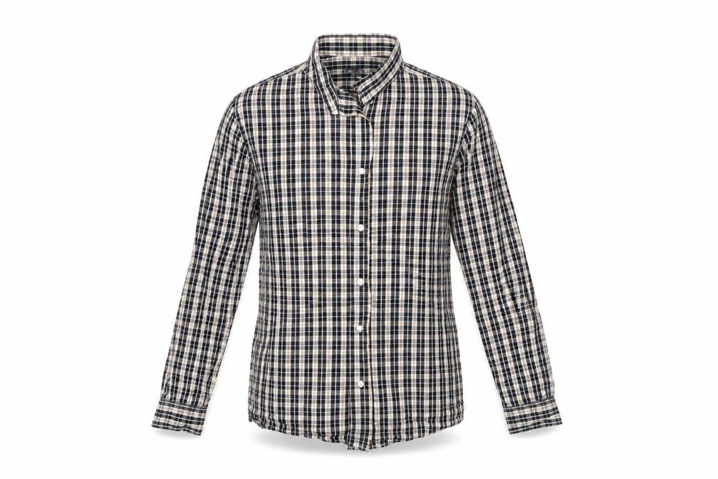 Easy Mens Black Check Cotton  Button-Up Size M Collared Button - Yellow