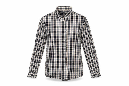 Easy Mens Black Check Cotton  Button-Up Size M Collared Button - Yellow