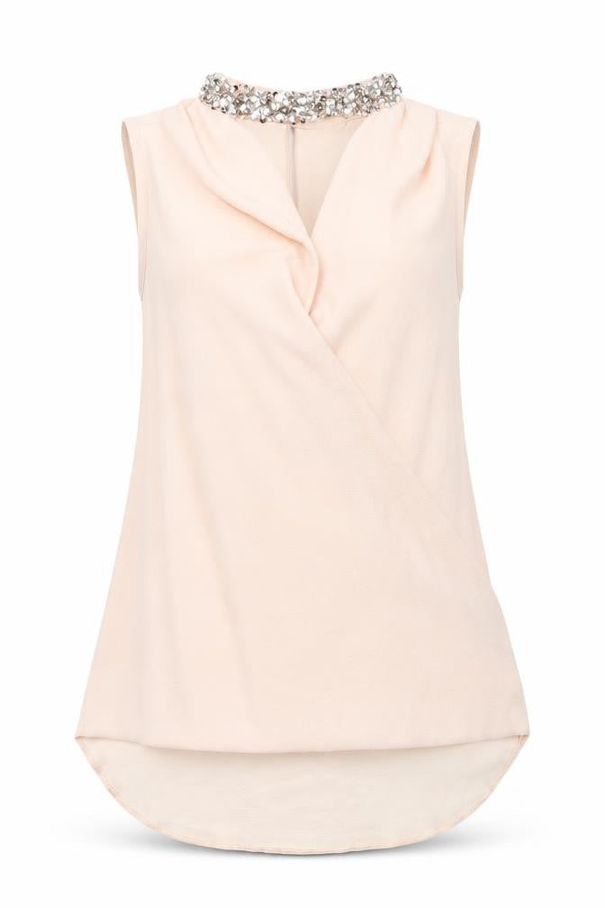Dorothy Perkins Womens Beige  Polyester Tunic Tank Size 10 High Neck - Drop Back