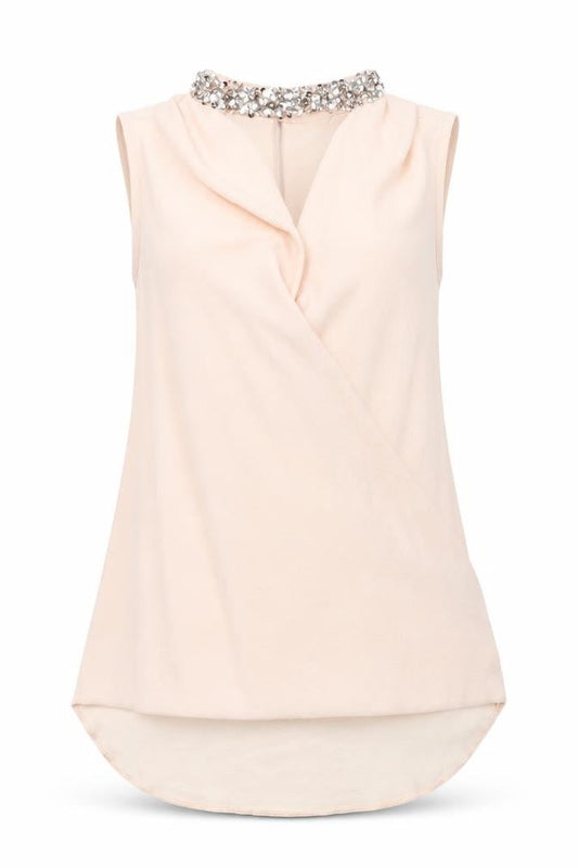 Dorothy Perkins Womens Beige  Polyester Tunic Tank Size 10 High Neck - Drop Back