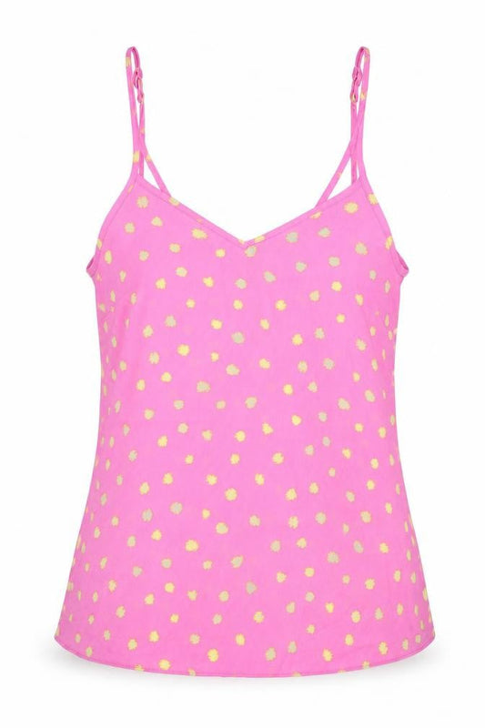 Primark Womens Pink Polka Dot Polyester Camisole Tank Size 8 V-Neck - Yellow