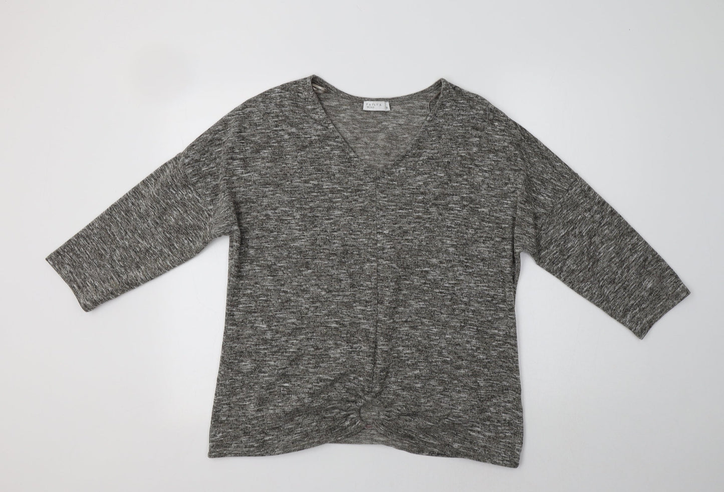 Papaya Womens Grey V-Neck  Polyester Pullover Jumper Size 16