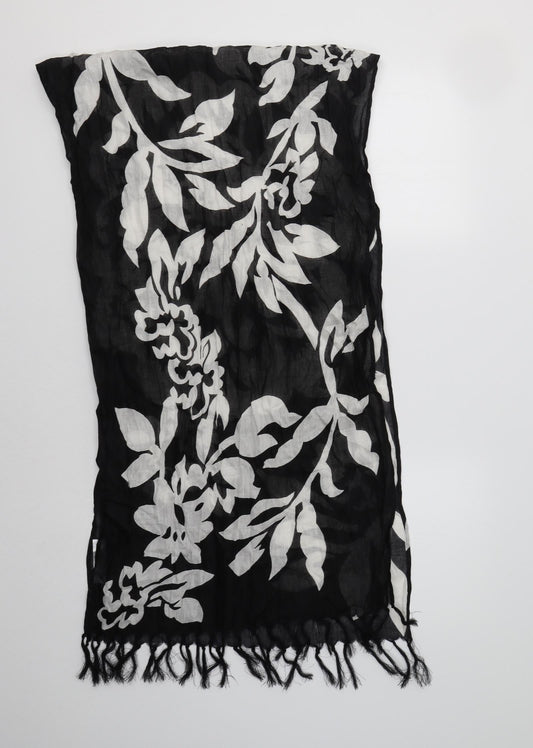 Preworn Womens Black Floral Viscose  Shawl/Wrap