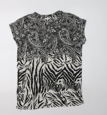 Preloved River Island Womens Black Paisley Polyester Basic Blouse Size 8 Crew Neck - Front