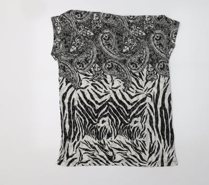 Preloved River Island Womens Black Paisley Polyester Basic Blouse Size 8 Crew Neck - Back