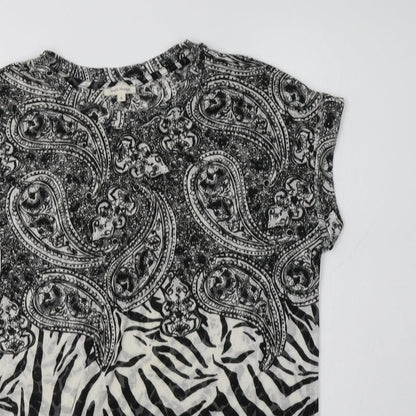 Preloved River Island Womens Black Paisley Polyester Basic Blouse Size 8 Crew Neck - Detail