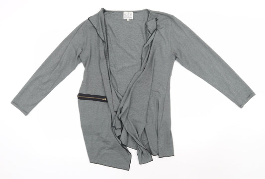 Masai Womens Grey V-Neck Striped Viscose Cardigan Jumper Size M