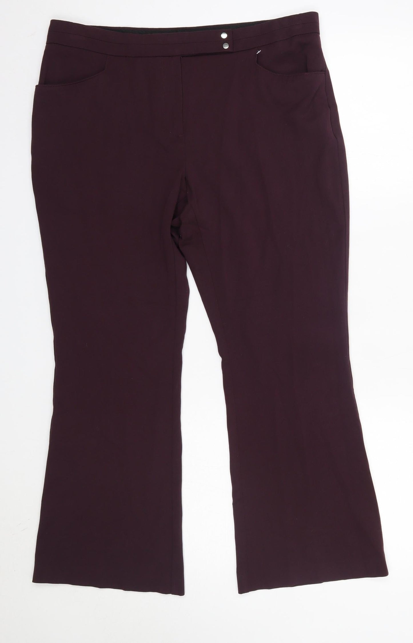 M&S Womens Purple  Viscose Dress Pants Trousers Size 14 L25 in Regular