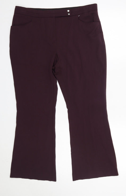 M&S Womens Purple  Viscose Dress Pants Trousers Size 14 L25 in Regular