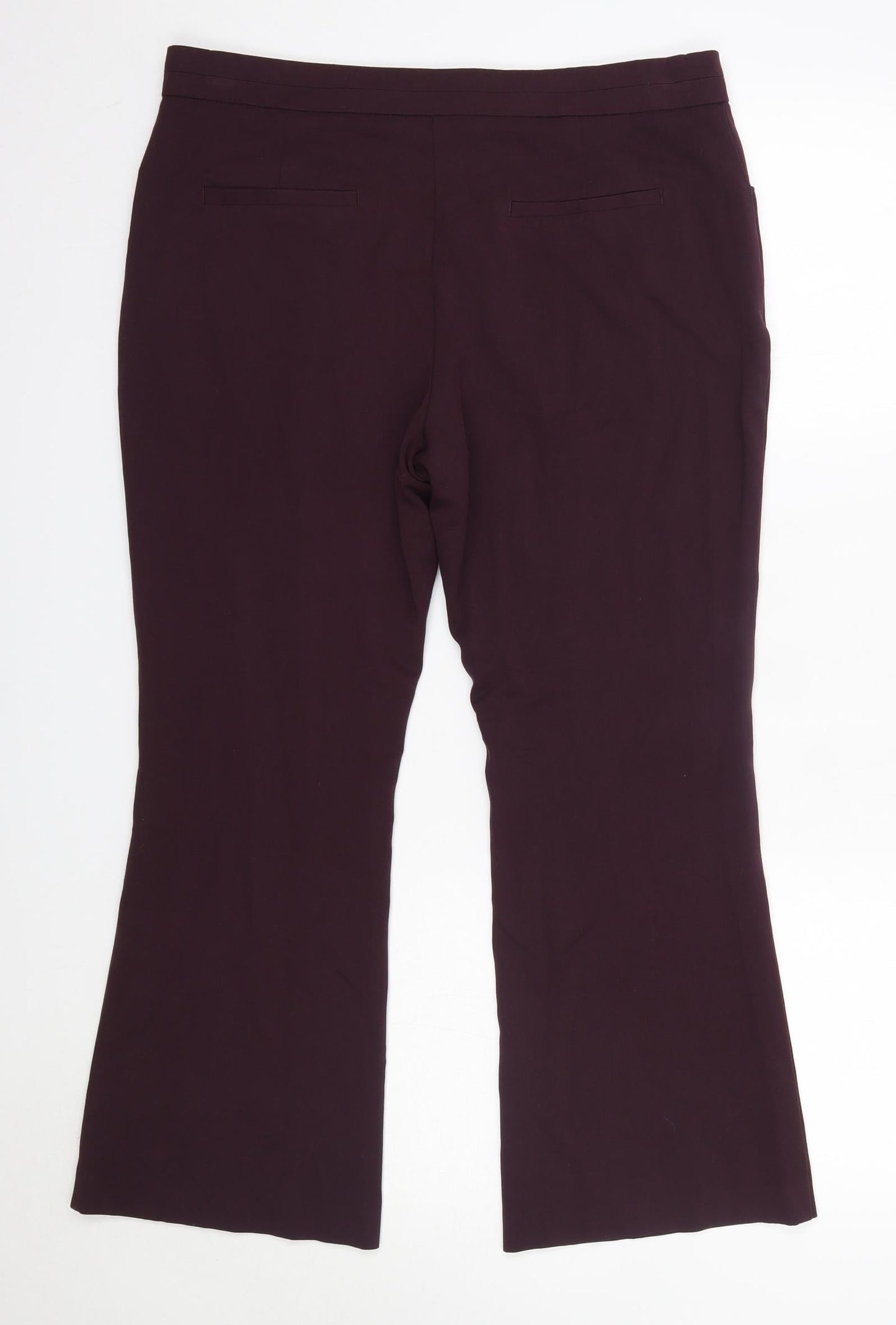 M&S Womens Purple  Viscose Dress Pants Trousers Size 14 L25 in Regular