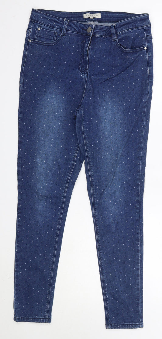Preloved Nutmeg Womens Blue  Cotton Skinny Jeans Size 12 L27 in Regular - Front